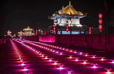 無人機(jī)西安城墻光影秀